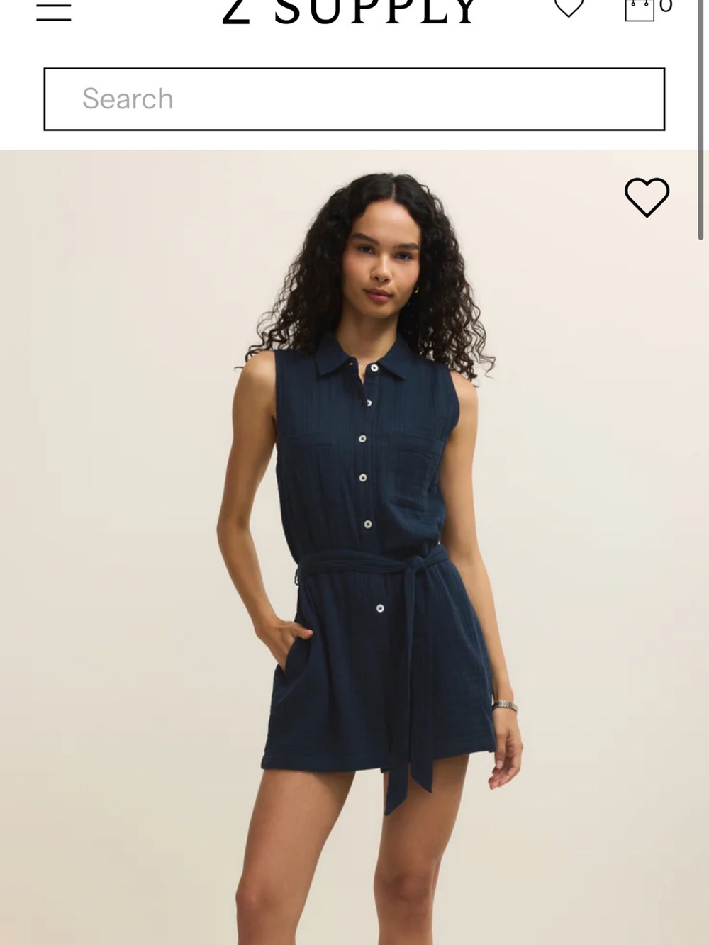 Z Supply Navy Cotton Romper